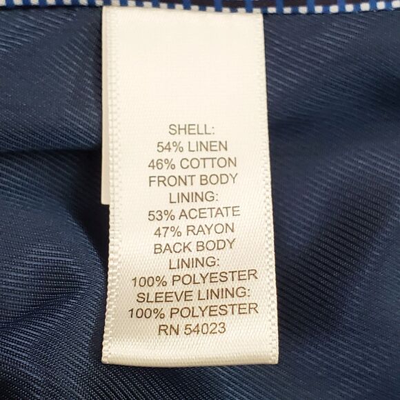 Banana Republic Sport Blazer Mens 40S Blue Linen Blend Tailored Fit Elbow Patch - Picture 9 of 12